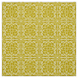 Tissu Damassé médiévale Fleur-De-lis, or de moutarde