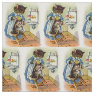 Tissu dans les années 1930, kitty mama lave son imprimé