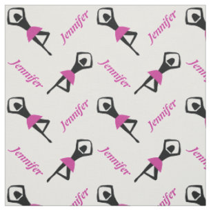 Tissu Danse ballerine rose avec nom personnalisé