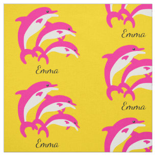 Tissu Danser des dauphins roses