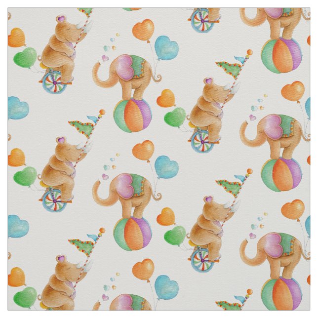 Tissu d'aquarelle d'animal de cirque de pépinière (Échantillon)