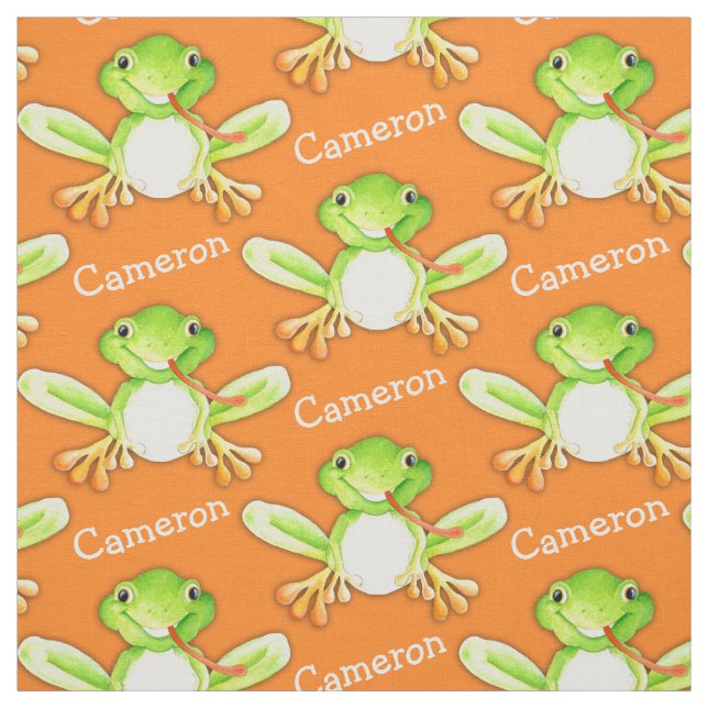 Tissu d'aquarelle de grenouille verte (Échantillon)