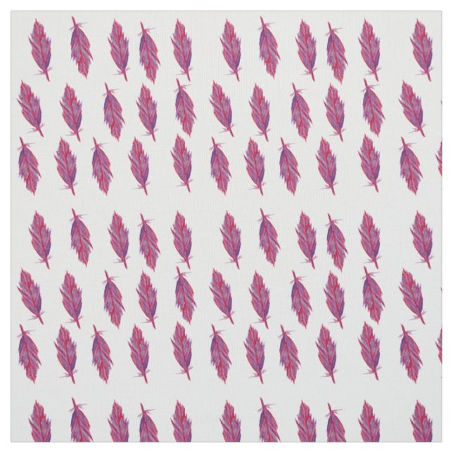 Tissu d'aquarelle rouge plumes (Échantillon)
