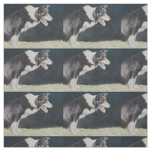 Tissu d'art de chien d'aquarelle de profil de