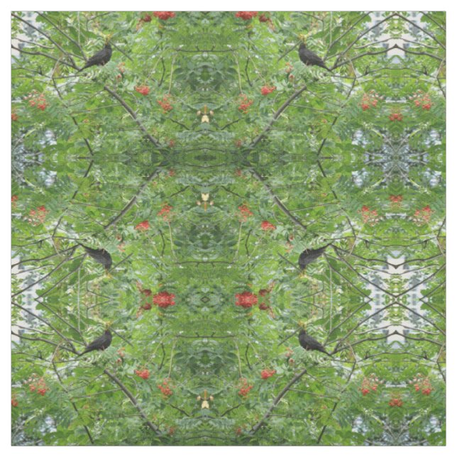 Tissu d'artisanat à motifs Blackbird et Berries (Échantillon)