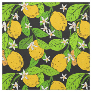 Tissu De beaux citrons et des fleurs d'une couleur inten