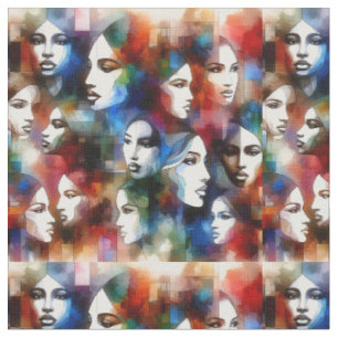 Tissu De belles femmes Abstraites font face à l'art