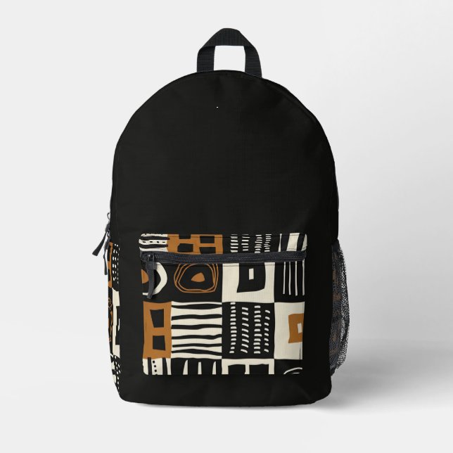 Tissu de boue ethnique sac à dos imprimé africain (Recto)