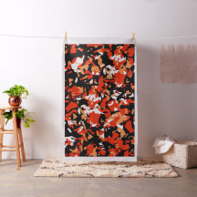 Tissu de camo noir orange