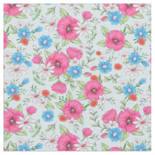 Tissu de Coquelicots et de Marguerites