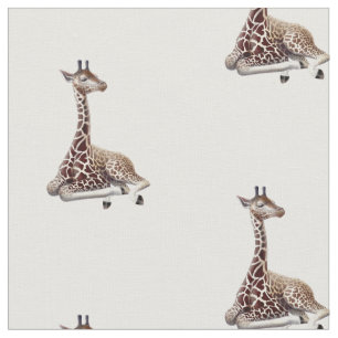Tissu de coton africain de faune de girafe
