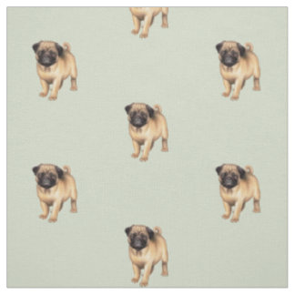 Tissu de coton balayé d'amour de chiot de carlin