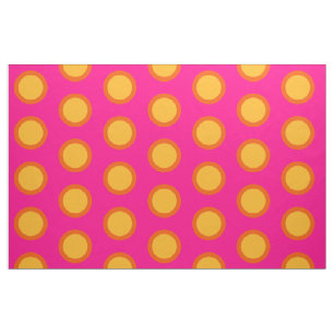 Tissu de coton peint rose jaune orange Polka