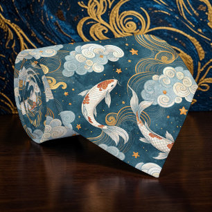 Tissu de cravate personnalisé motif carpe koï