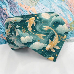 Tissu de cravate personnalisé motif carpe koï
