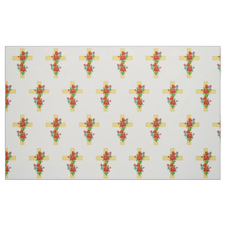 tissu de croix chrétienne avec fleurs