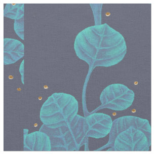 Tissu de dessin de stylo Motif bleu vert Plante