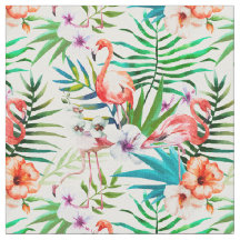 Tissu de Flamant rose et de ketmie