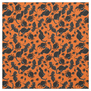 Tissu de Halloween avec les chats noirs et les