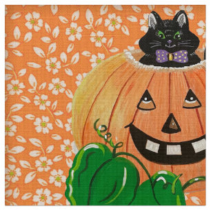 Tissu de Kitty Citrouille malicieux