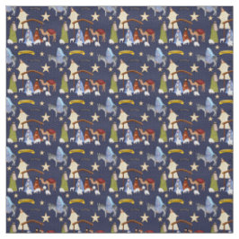 Tissu de la Nativité sur bleu foncé