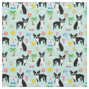 Tissu de la plage de Boston Terrier - tissu de chi