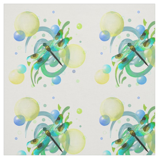 Tissu de libellule de vert bleu (Échantillon)