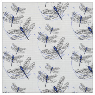 Tissu de libellules bleues