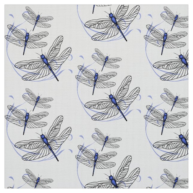 Tissu de libellules bleues (Échantillon)