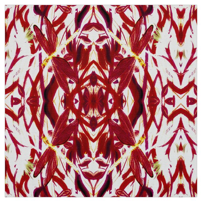 Tissu de libellules rouges (Échantillon)