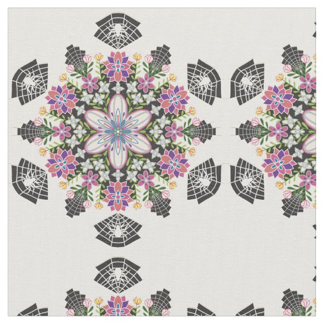 Tissu de mandala des araignées florifères (Fermer)
