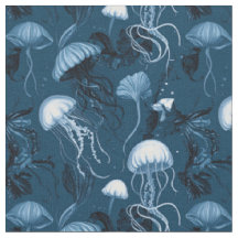 Tissu de méduse bleu profond