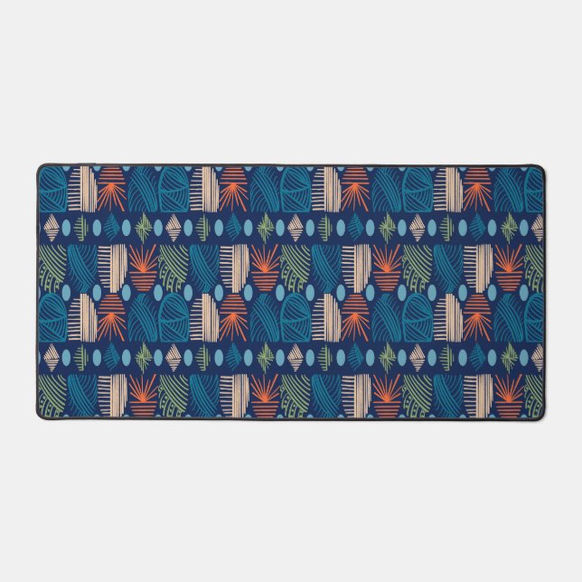 Tissu de moisissure tribale des Caraïbes : bleu fe (Recto)