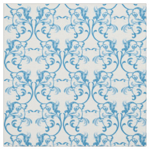 Tissu de motif Damas bleu parisien