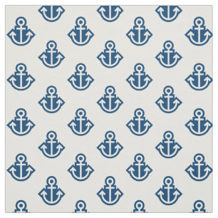 Tissu de motif d'Ancre dans blanc et bleu