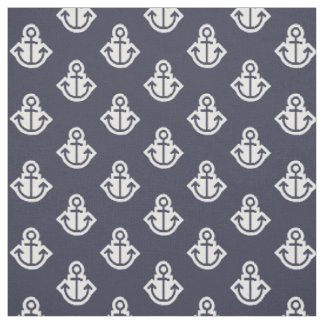 Tissu de motif d'Ancre dans la marine et le blanc