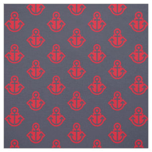 Tissu de motif d'Ancre en la marine et le rouge
