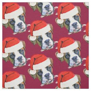 Tissu de motif de chien de boxeur de Noël