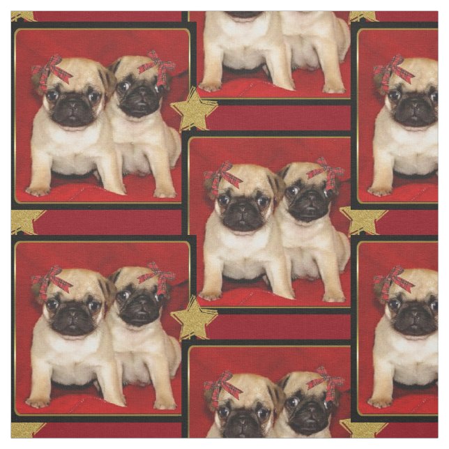 Tissu de motif de chien de chiots de carlin de (Échantillon)
