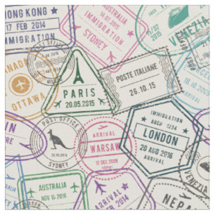 Tissu de Motif des timbres de voyage