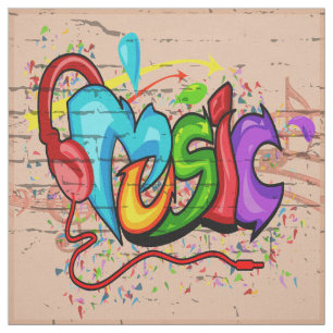Tissu de mur de graffiti de musique