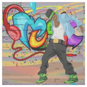 Tissu de mur de graffiti de musique de l'homme 2