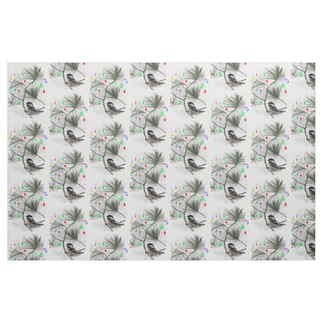 Tissu de Noël de chickadee (Fat Quarter)
