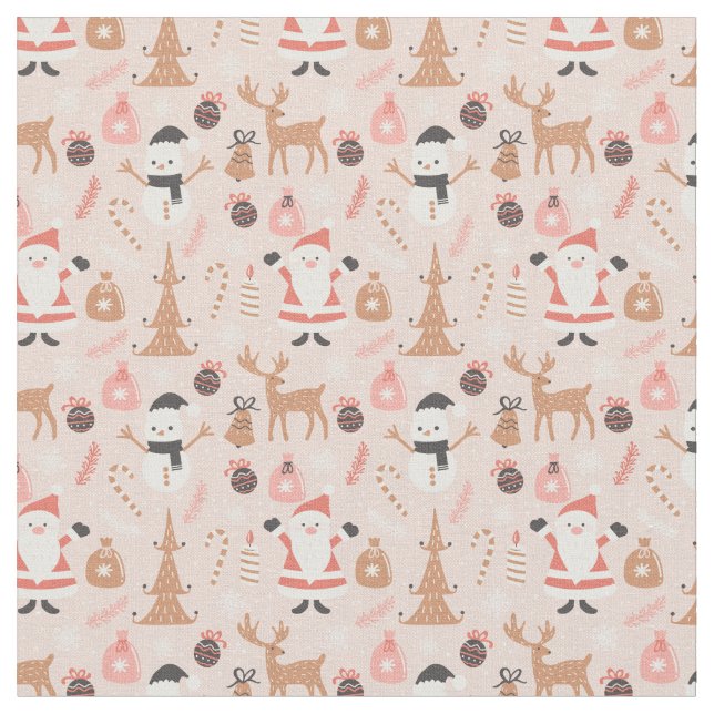 Tissu de Noël rose blanc (Fermer)