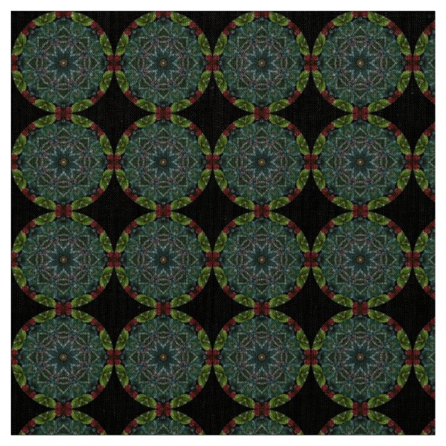 Tissu de Noël rouge argent vert (Échantillon)