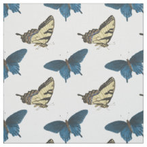 tissu de nouveauté aux papillons bleus