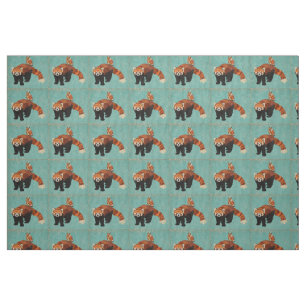 Tissu de panda rouge et de hibou