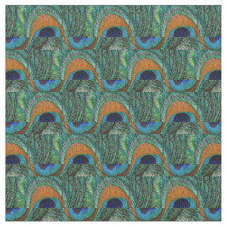 Tissu de plume de paon - Tan, Aqua, bleu, vert