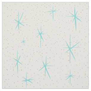 Tissu de Starbursts de turquoise d'âge d'espace