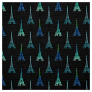 Tissu de vert bleu de noir de Tour Eiffel de Paris